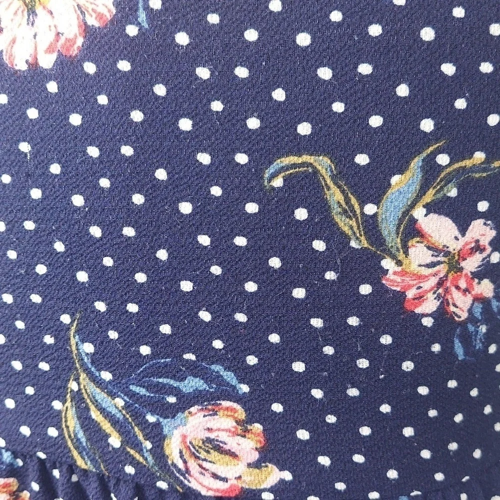 Zunie Floral tiered dress with ruffles tieback polka dot - blue - size 6X